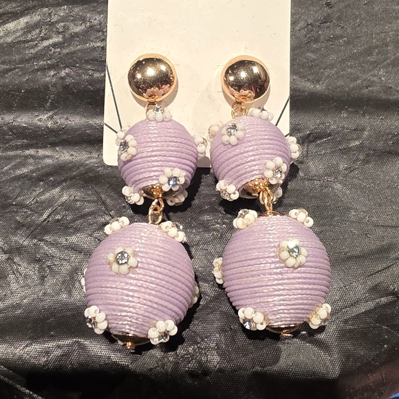 Aldo Jewelry - Aldo Lavender Double-Drop Floral Ball Earrings